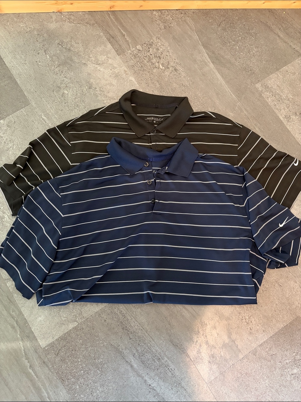 Nike Men’s Polo Shirt - Navy & Black with White Stripes